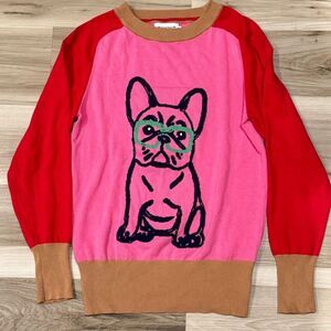 Oxknit Dog Crewneck Colorblock Sweater Women’s Small